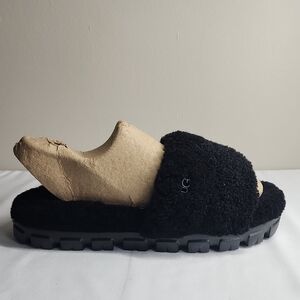 UGG Black Fuzzy Sandals